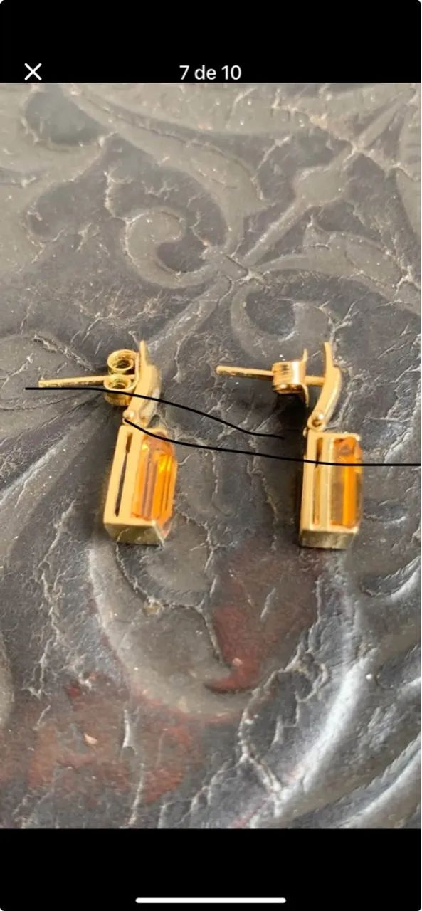 Brincos e pingente ouro 18 k e topázio imperial! - Foto 2