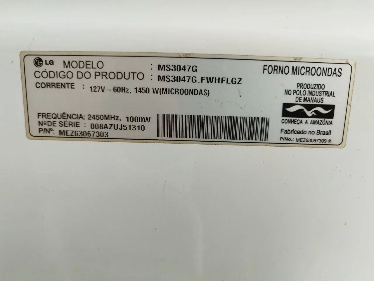 Microondas LG modelo MS3047G - Foto 5