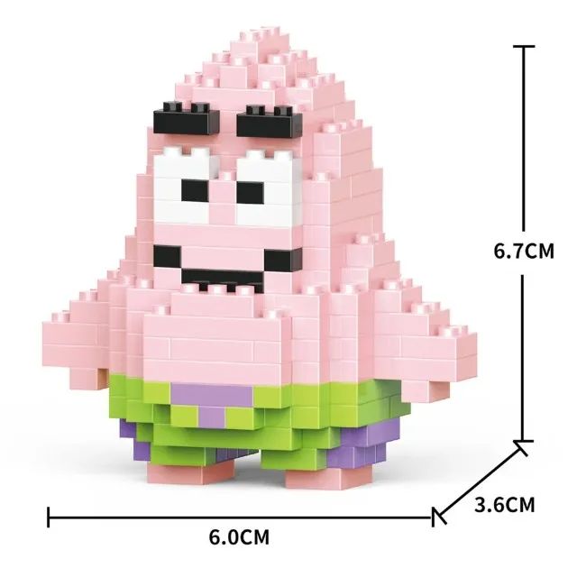 Bob Esponja Patrick Molusco e Siriguejo Minifigures de micro blocos de montar Sponje Bob - Foto 4