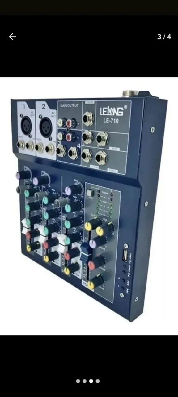 Mesa controladora de som USB, bluetooth 4 canais LE-710 - Foto 2