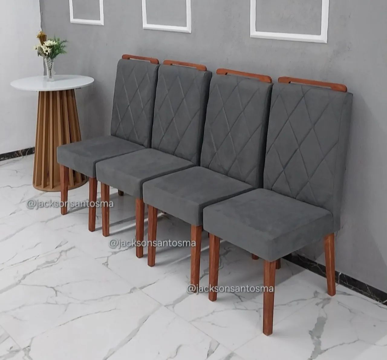 Conjunto de Cadeiras de Jantar Estofadas - Elegância Cinza - Foto 3