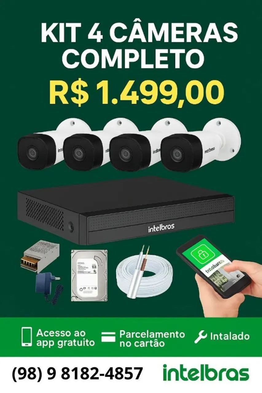 Kit Câmeras 4 de segurança intelbras (instalação inclusa)