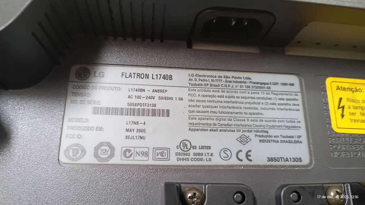 Monitor LG 17" FLATRON - L1740B - Foto 6