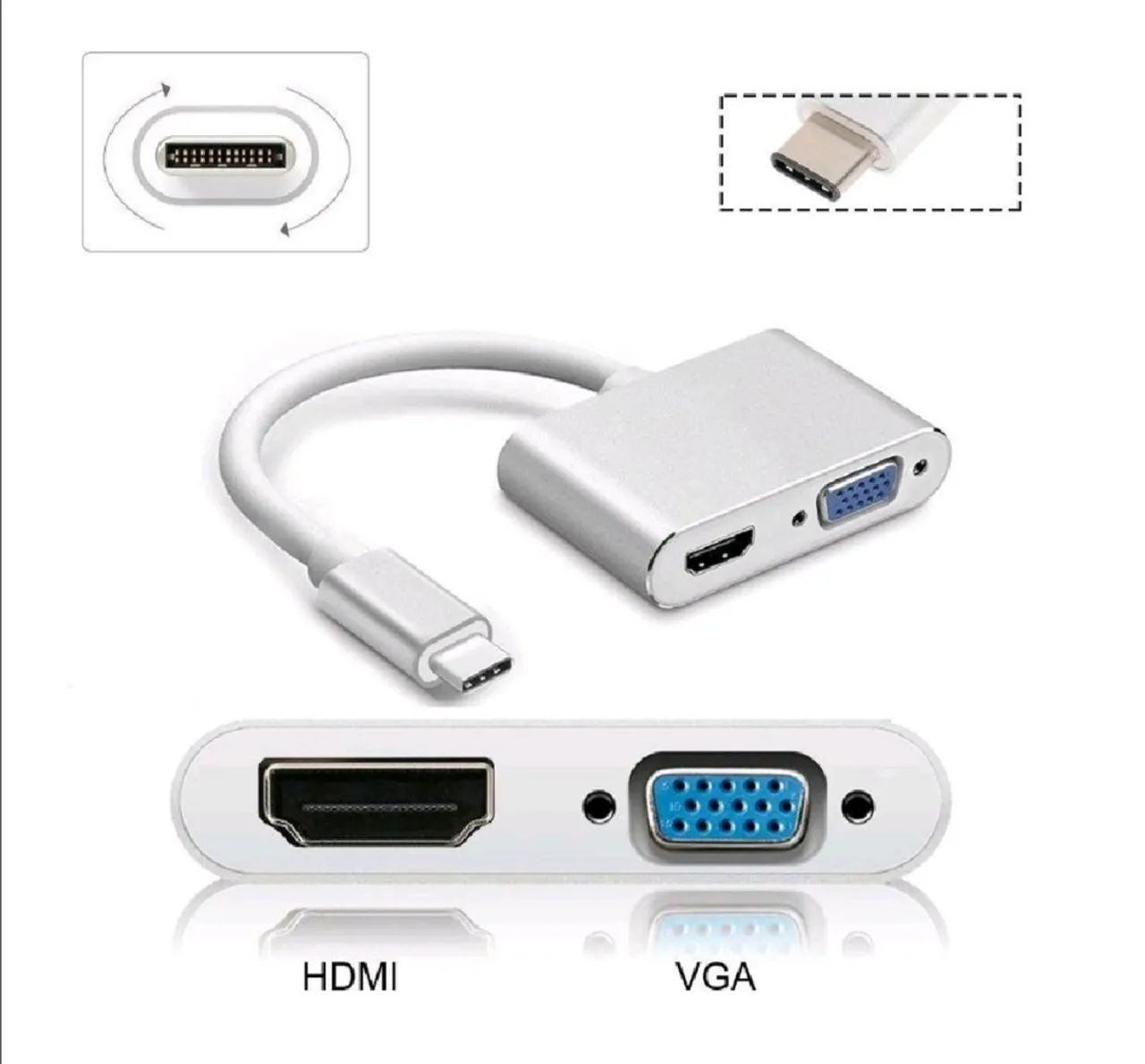 Adaptador USB-C para HDMI e VGA - Universal - Foto 3