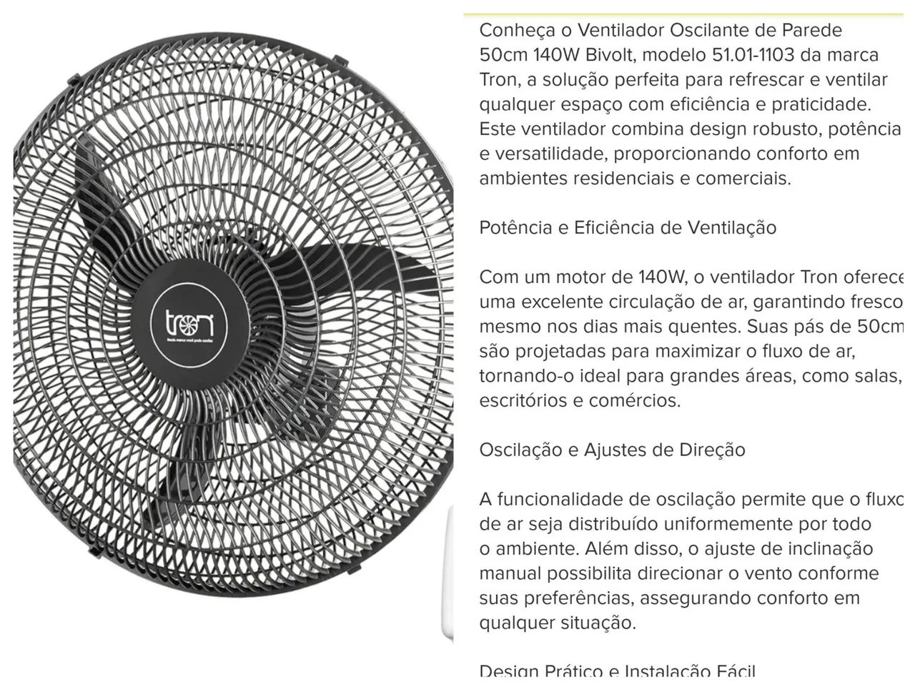Ventilador de Parede Bivolt