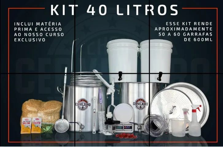 Kit para produção de cerveja artesanal - 40L *GRÁTIS