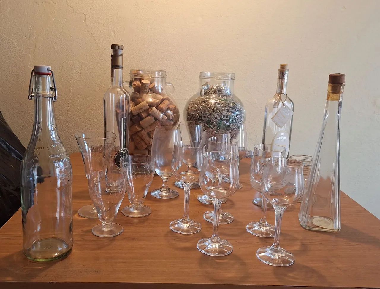 Taças de Cristal, Vaso e Garrafas para decoração 