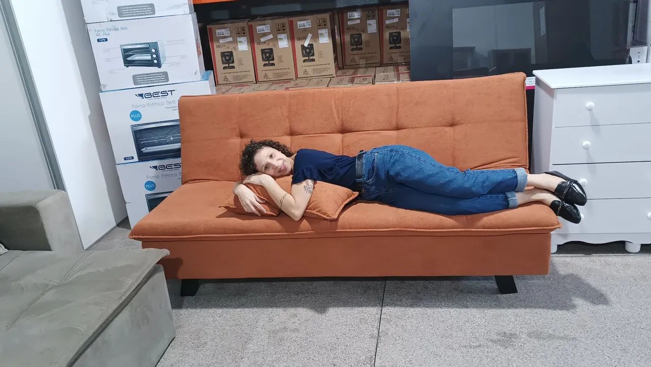 Sofá cama moderno (pronta entrega) opções de cores - Foto 4