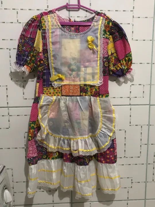 Vestido de Festa Junina Infantil - Tamanho 6 a 7 - Foto 2