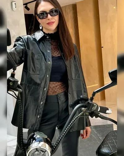 Camisa De Couro Oversized Feminina - Foto 3