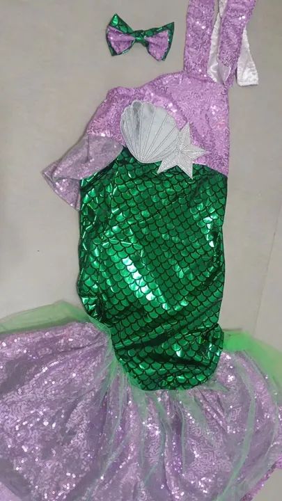 Fantasia de Sereia Infantil Tamanhos P ao GG