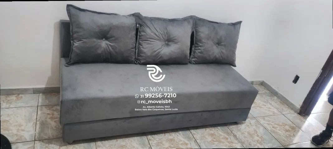 Sofá Cama Bicama 1,70m Suede D33 Compacto e Funcional