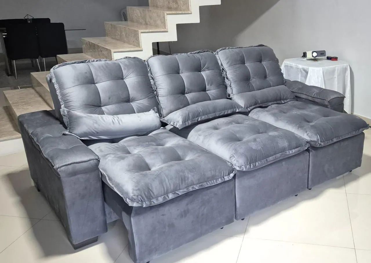 Sofás retrátil e reclinável com espuma D33 e pillow top 