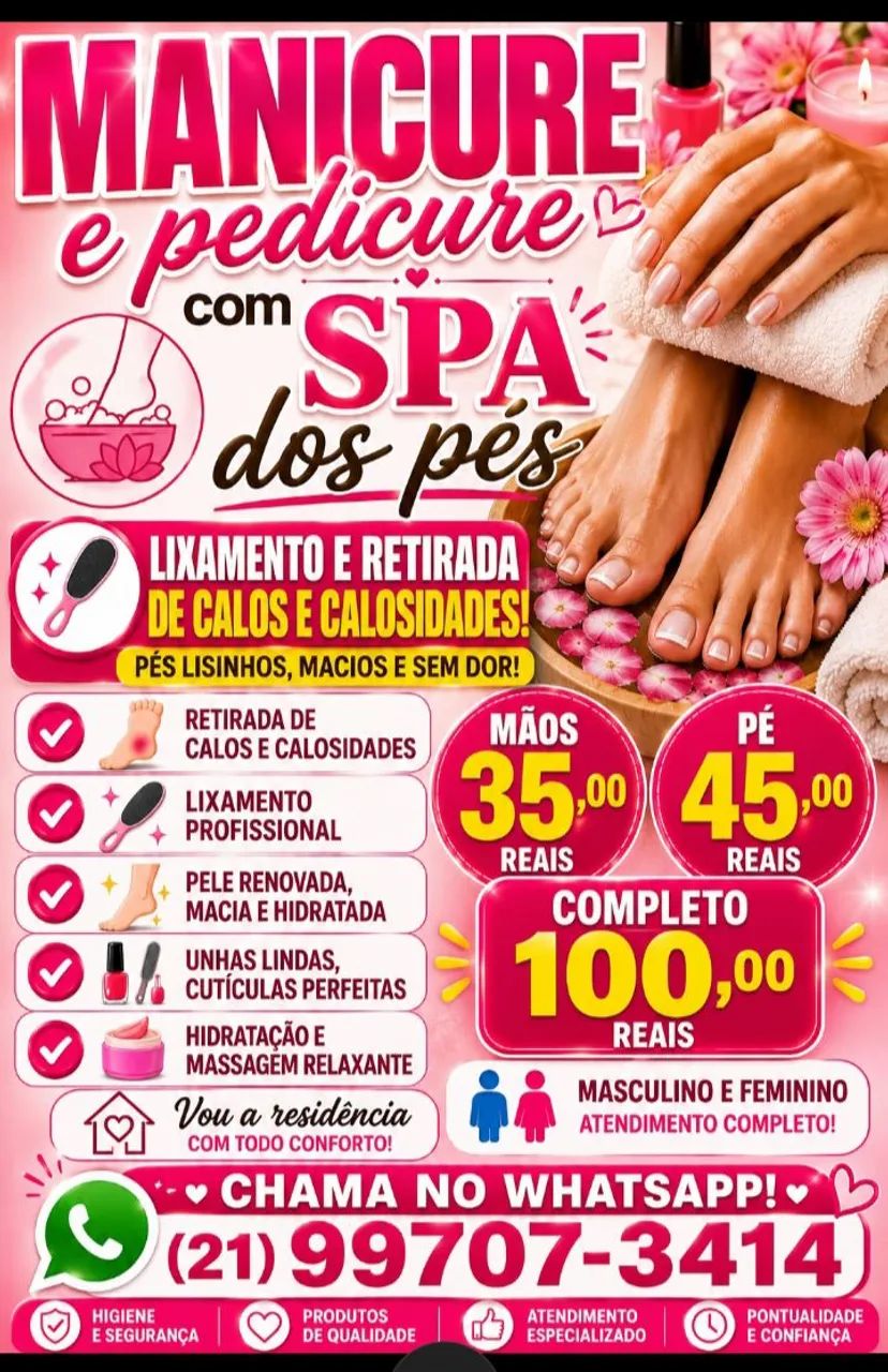 Manicure Pedicure com Podologia 