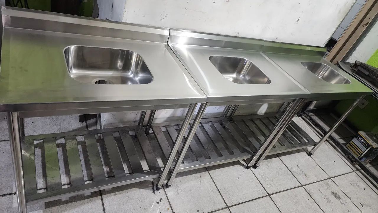 Bancada inox com cuba pronta entrega