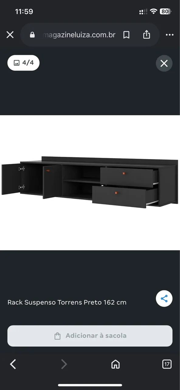 Rack Suspenso Torrens Preto 162 cm - Foto 3