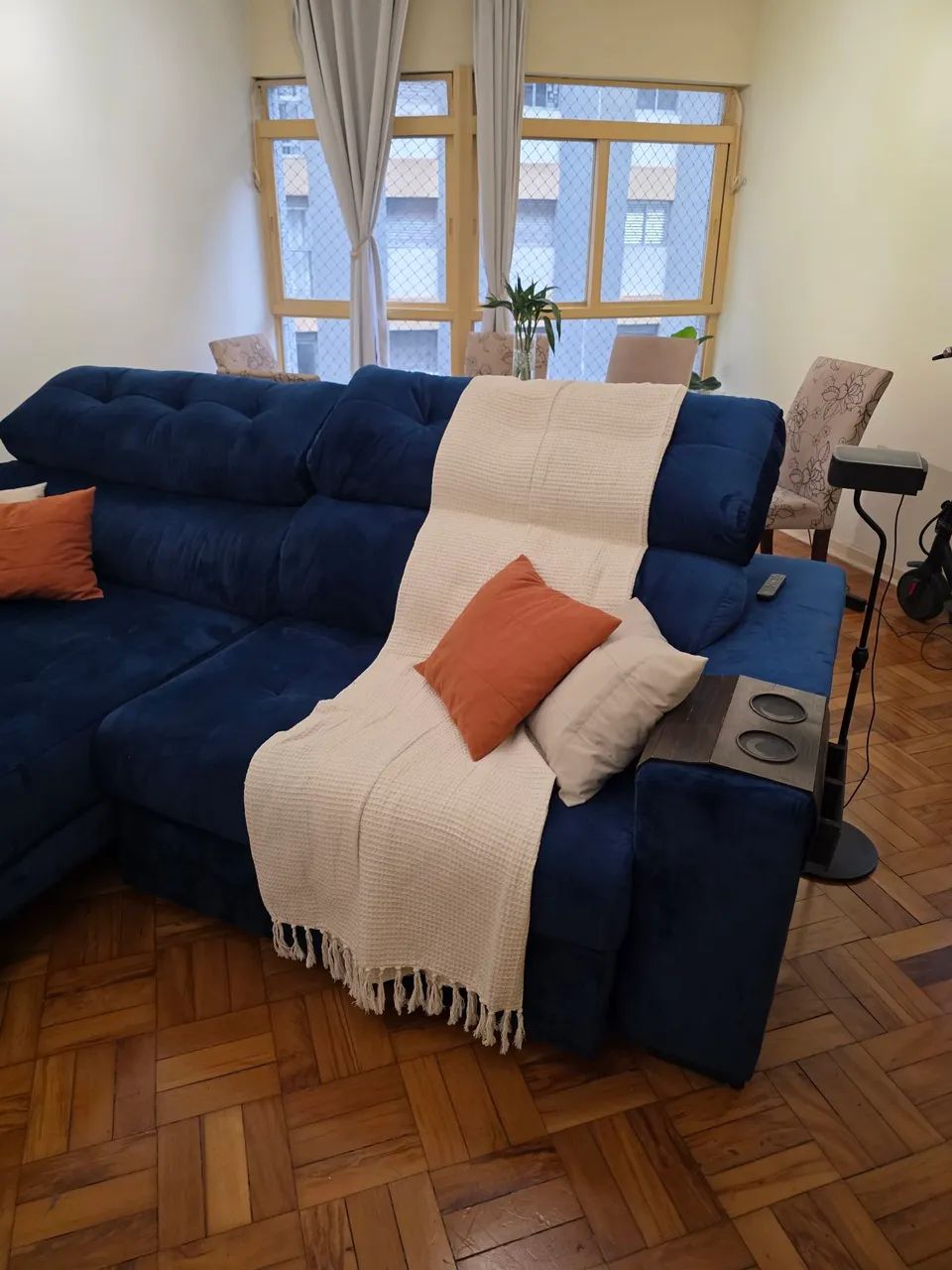 ESPUMA TODA NOVA + TECIDO NOVO (menos de 2 meses) - Sofa Retrátil com Mola Ensacada - Foto 5