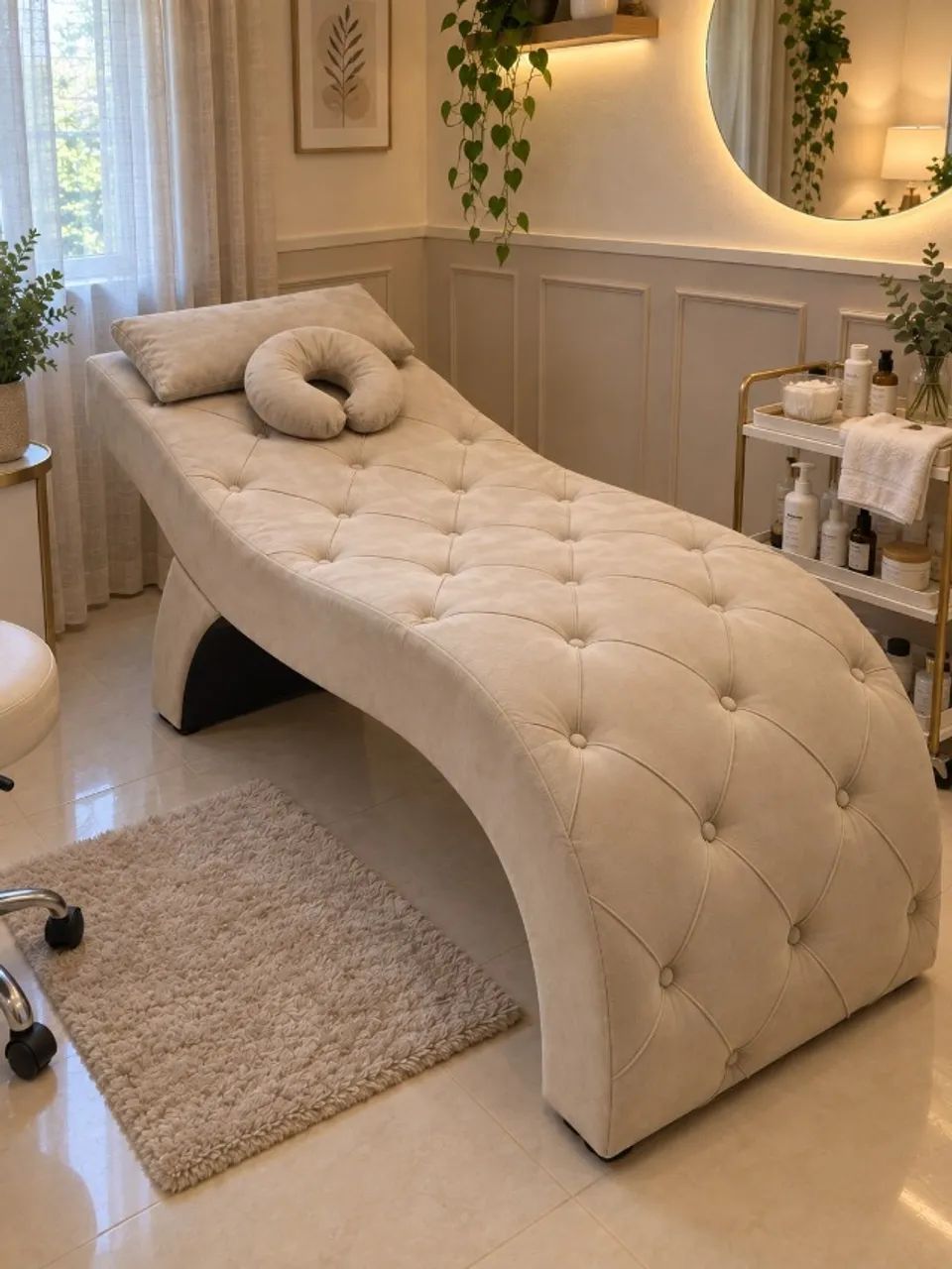 Maca Estética Curva Capitonê Suede + 2 Almofadas de Brinde - Foto 3