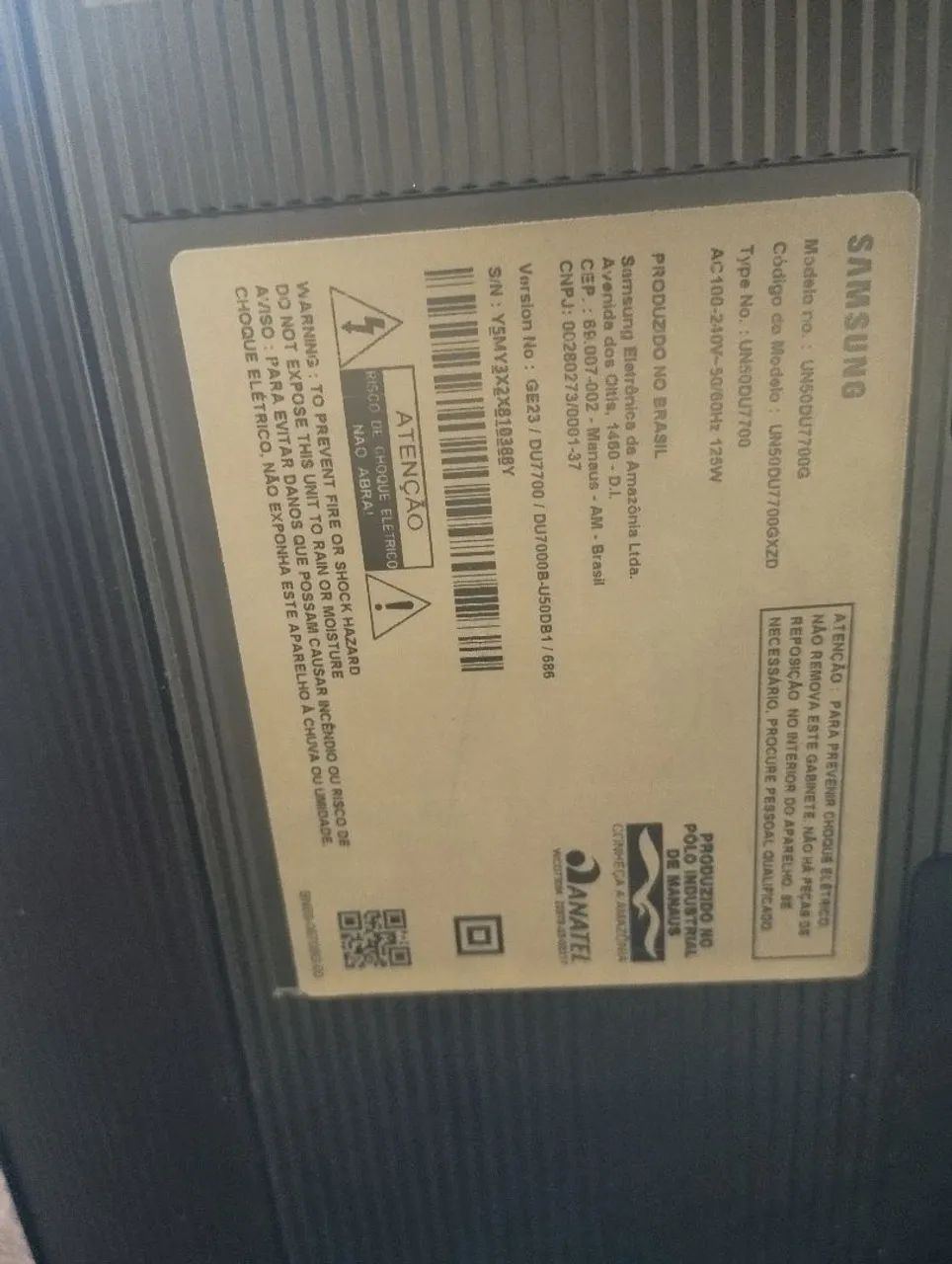 TV SAMSUNG CRYSTAL 50" ( COM DEFEITO )