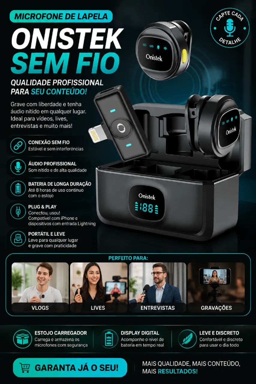 Microfone lapela profissional 