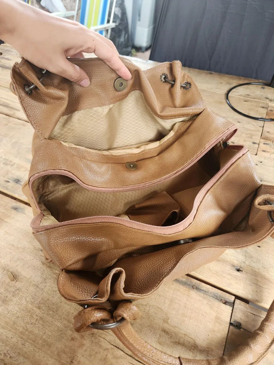 Bolsa de couro marrom  - Foto 4