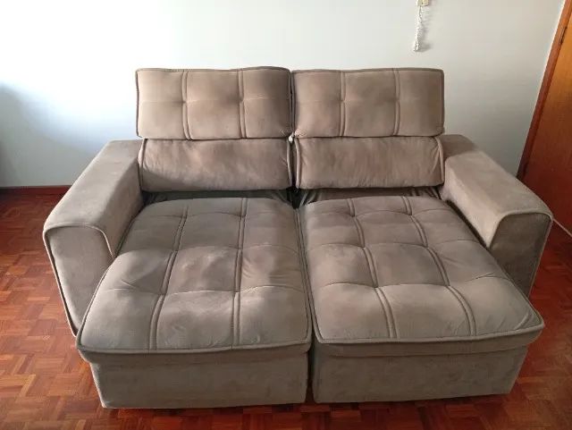 Sofá Retrátil Reclinável 3 Lugares Veludo - Foto 3