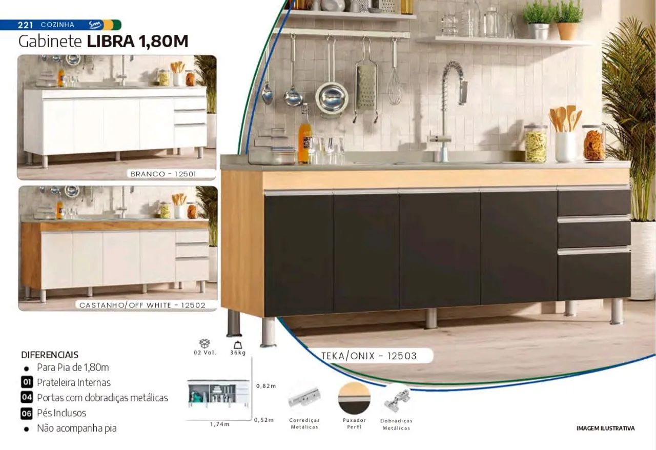 Gabinete de cozinha libra 1,80m com pia inox , à pronta entrega  - Foto 4