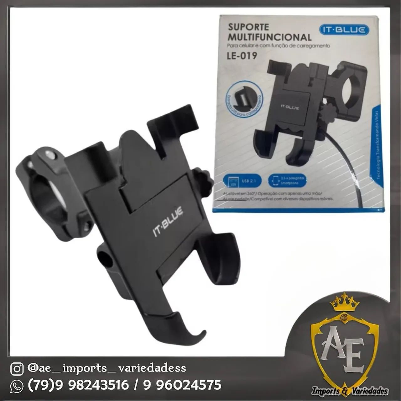 Suporte de celular com carregador para moto