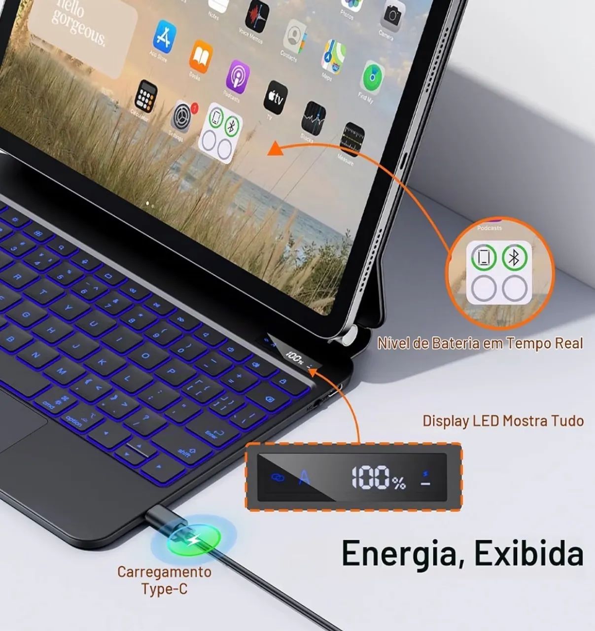 Teclado Juqitech Magic Keyboard iPad Pro 13 M4/M5 - Foto 3