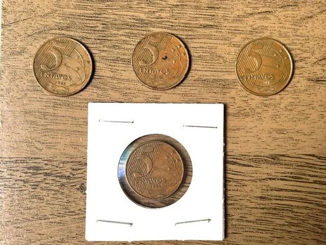 kit moedas 5 centavos 1998, 1999, 2000, 2001