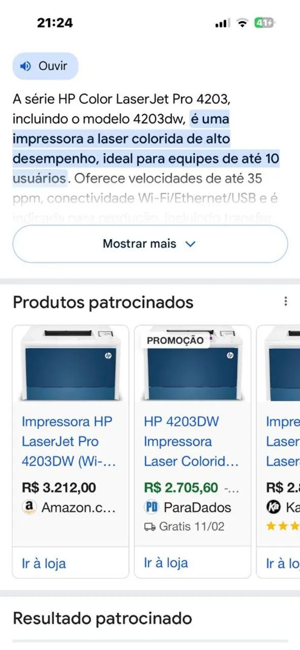 Impressora HP laser Jet pro 4203dw - Foto 2