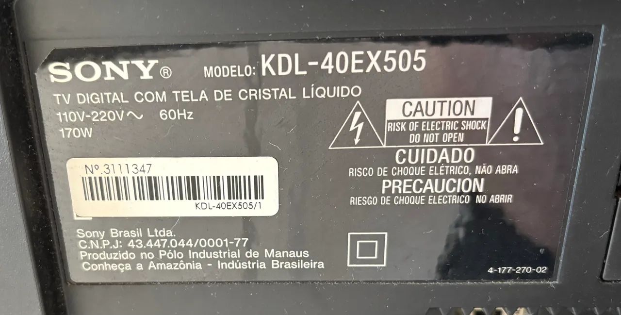TV Sony Bravia 40 (KDL-40EX505) com defeito - Preço promo somente hoje - Foto 2