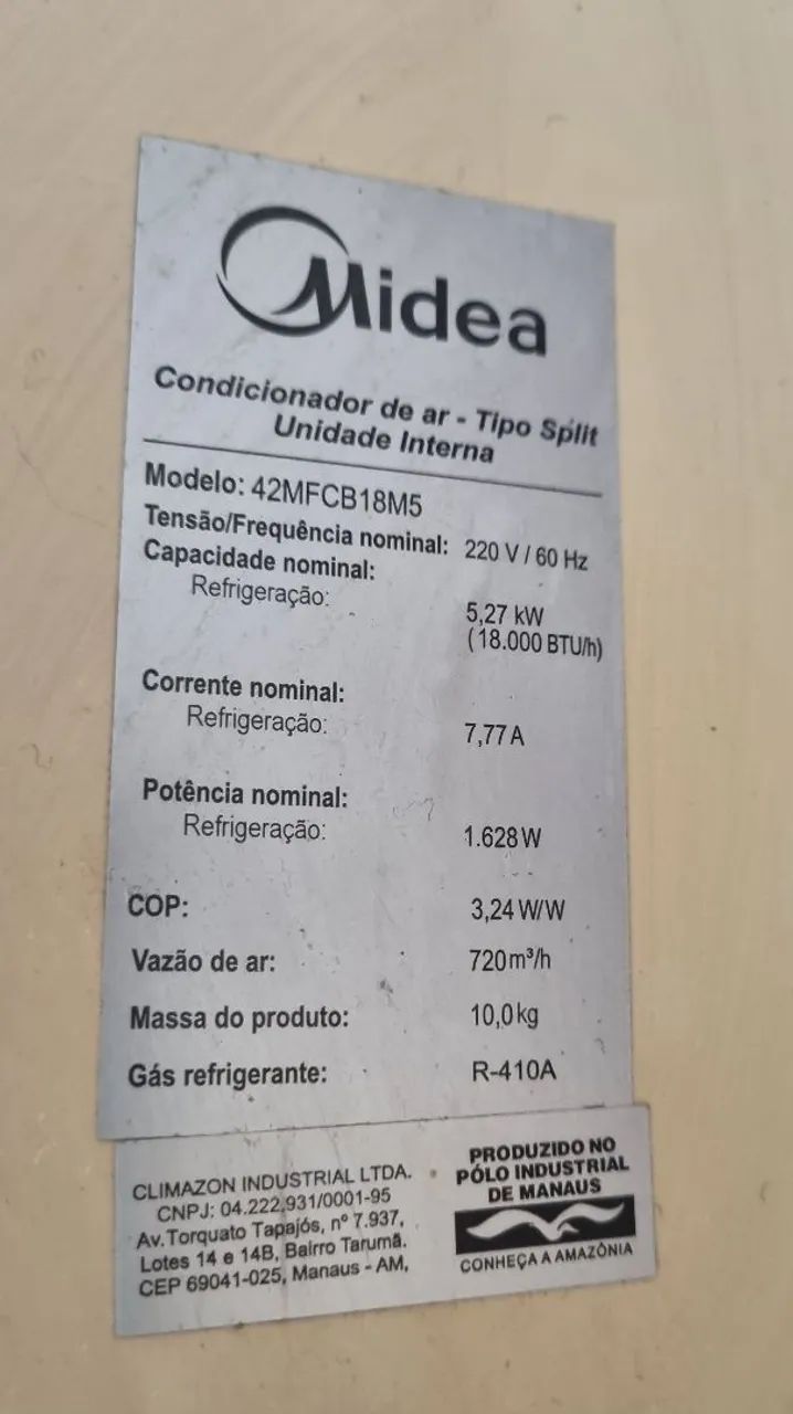 Vendo unidade evaporadora de split 18.000 btus Midea - Foto 3