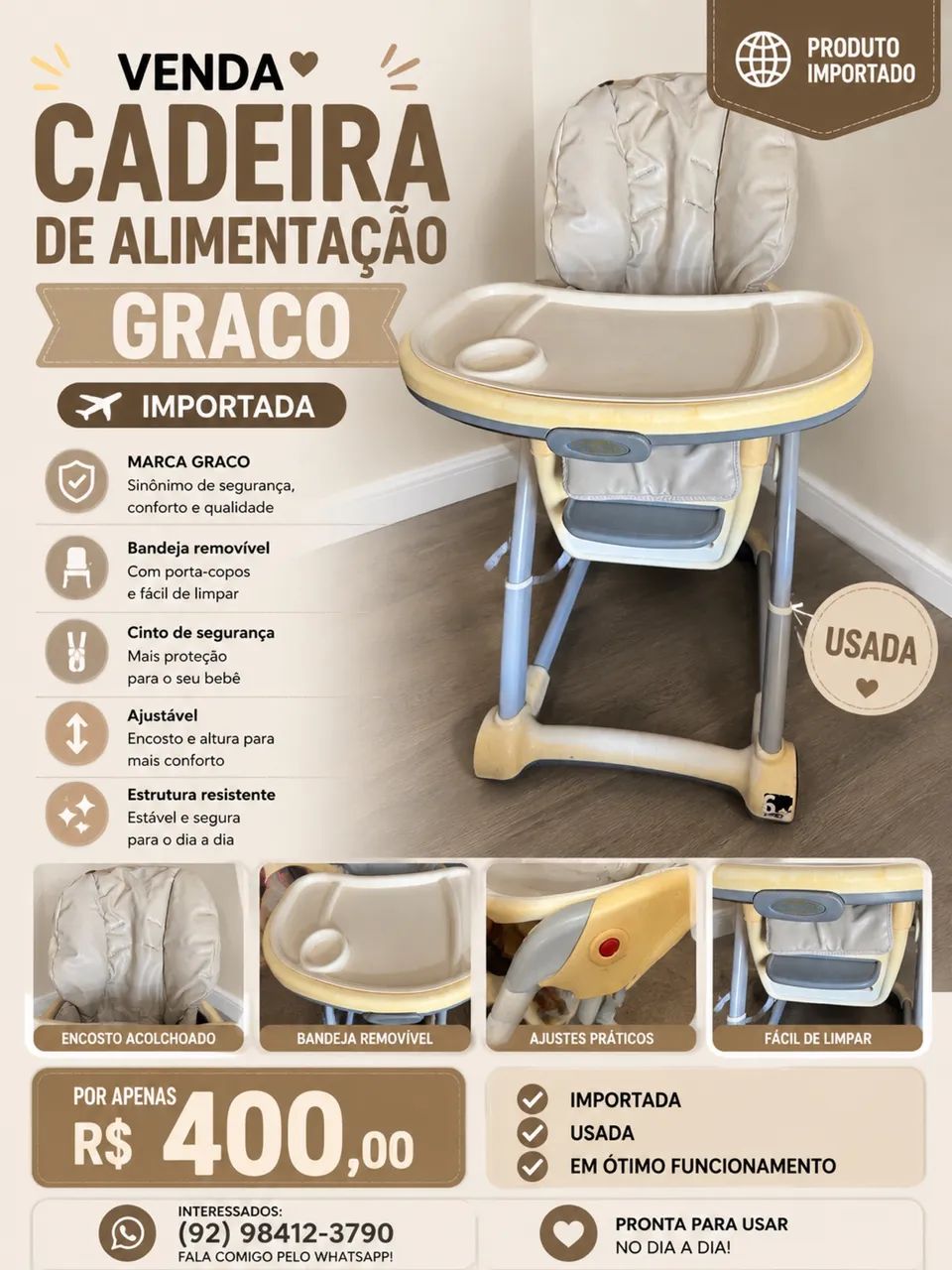 Cadeira de alimentação de bebê 