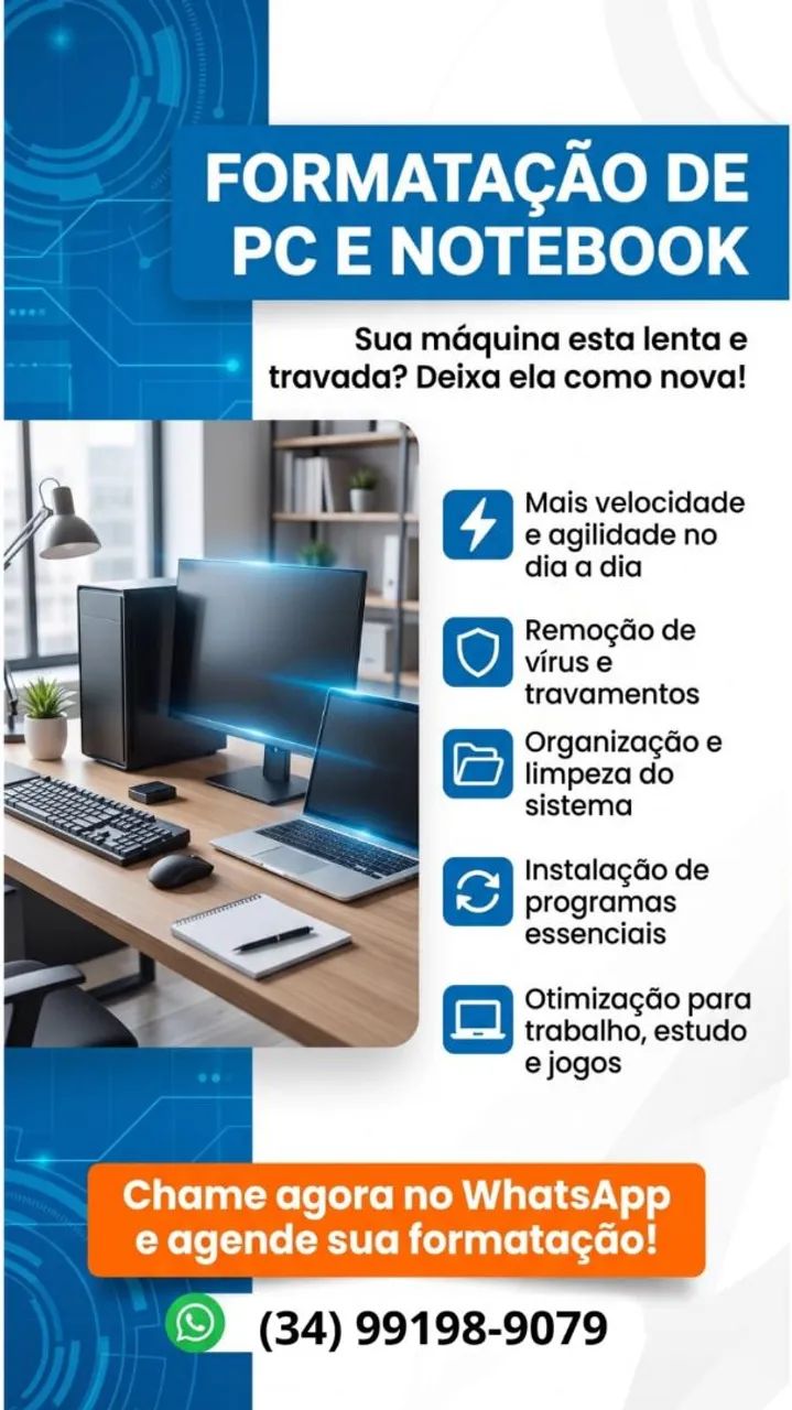 FORMATAÇÃO E MANUTENÇÃO EM PC E NOTEBOOK