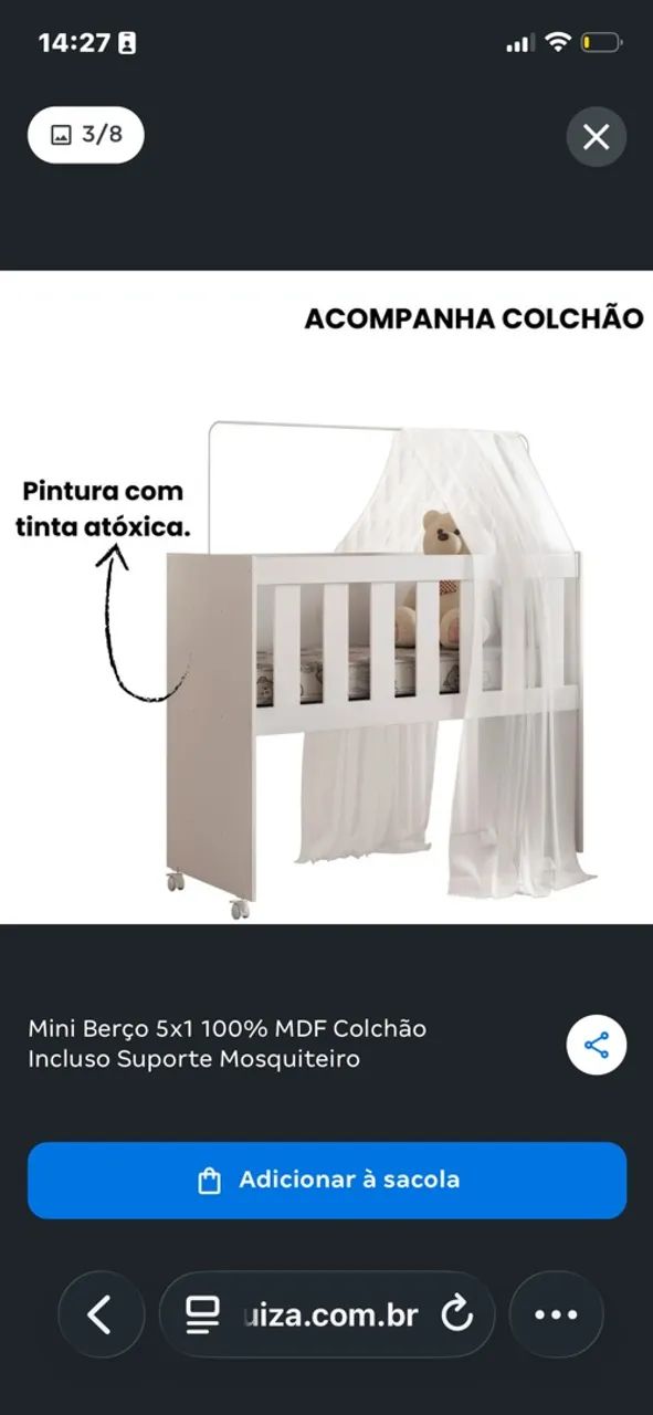 Mini berço em mdf  - Foto 2