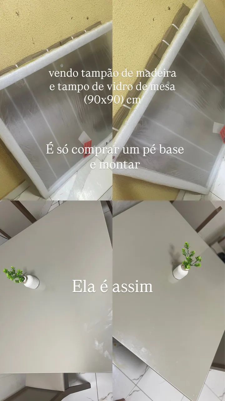 Tampo de vidro e madeira mesa - Foto 3