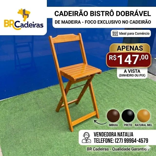 CADEIRÃO DE MADEIRA PARA MESA BISTRÔ DE MADEIRA