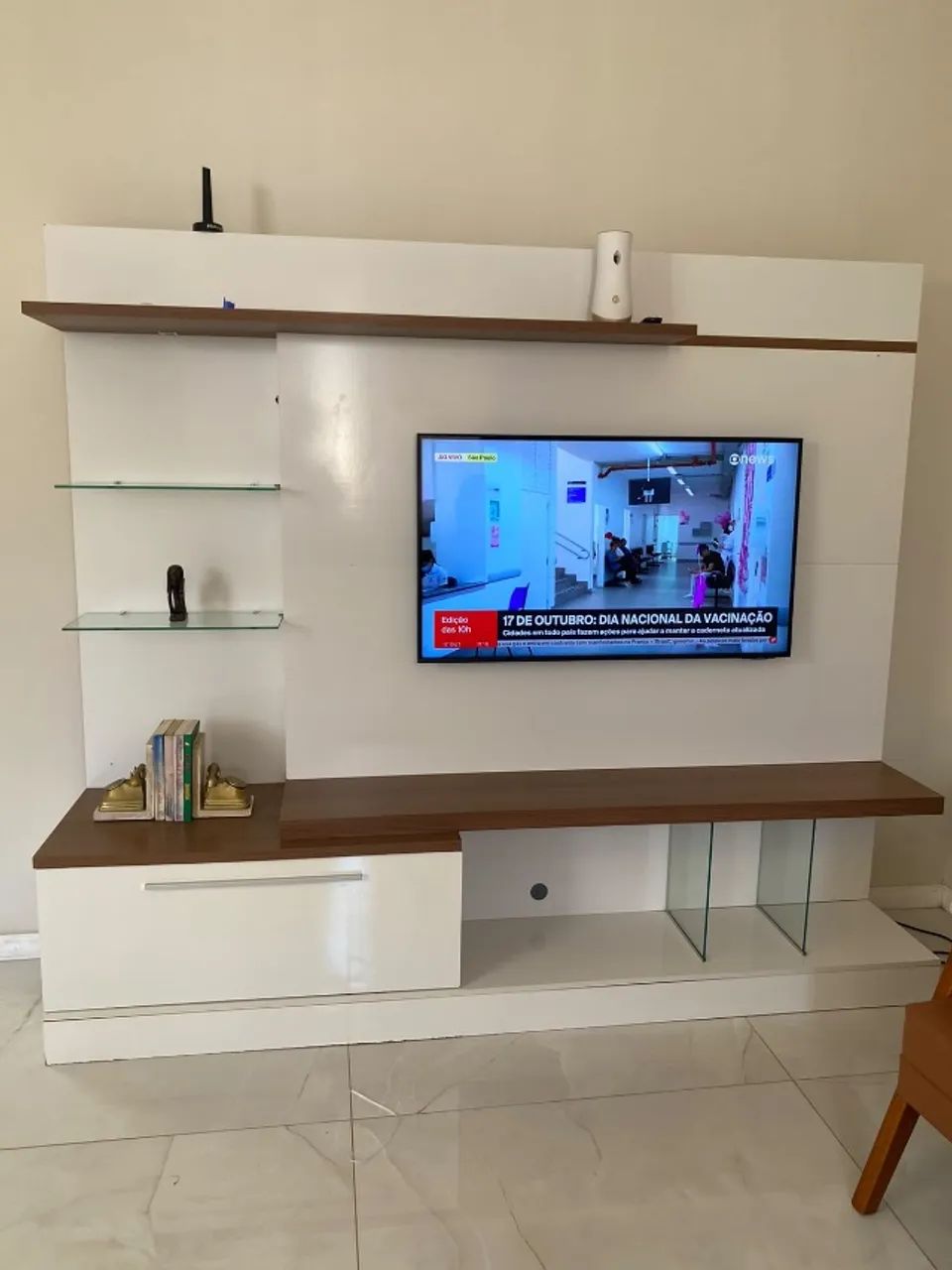Painel e rack de tv branco  - Foto 2