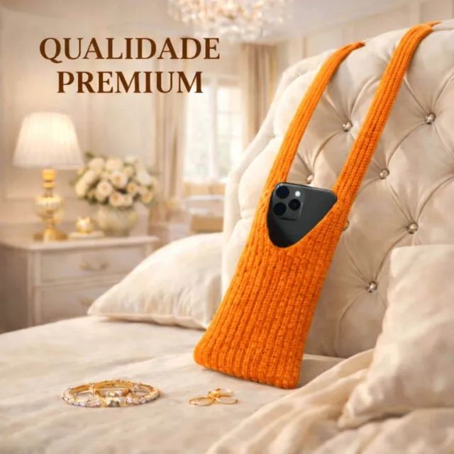 Capa Bolsa Phone Pocket Em Tecido 80cm [Laranja]  - Foto 4