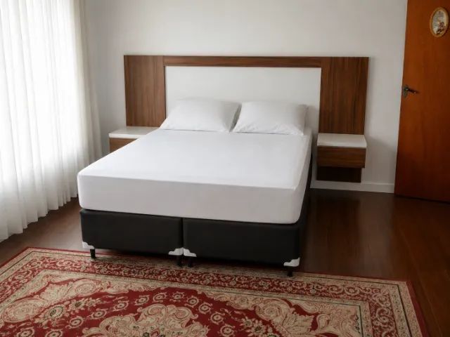 Cama Box Queen com Cabeceira em Madeira Maciça - Foto 5