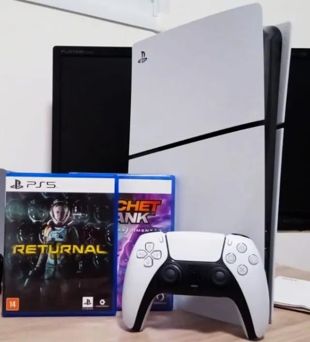 PS5 Slim 1TB com Leitor + 2 Jogos + DualSense | Completo e Impecável - Foto 5