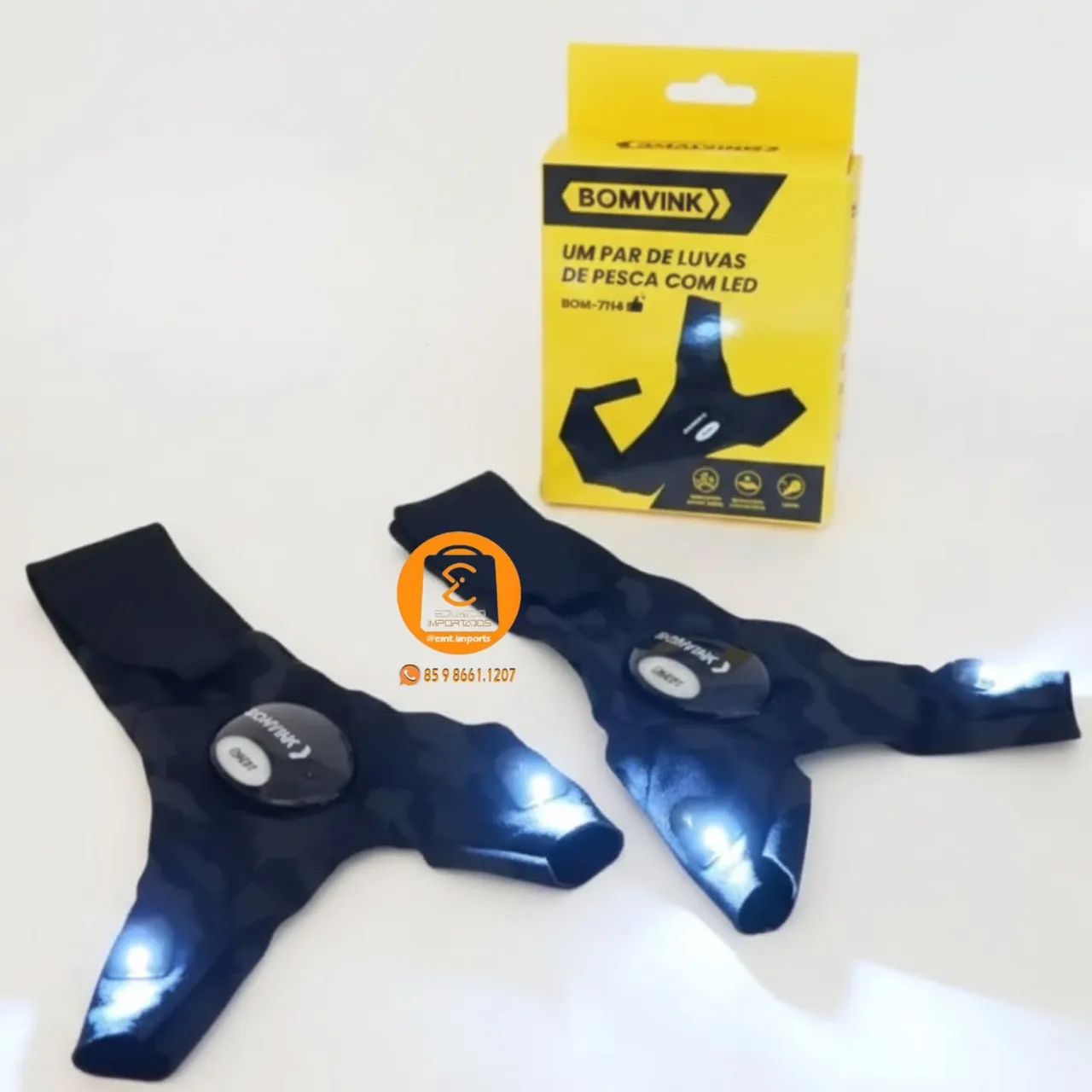 Luvas de Pesca Luminosa com Lanterna led Reparo de Emergência, Noturna