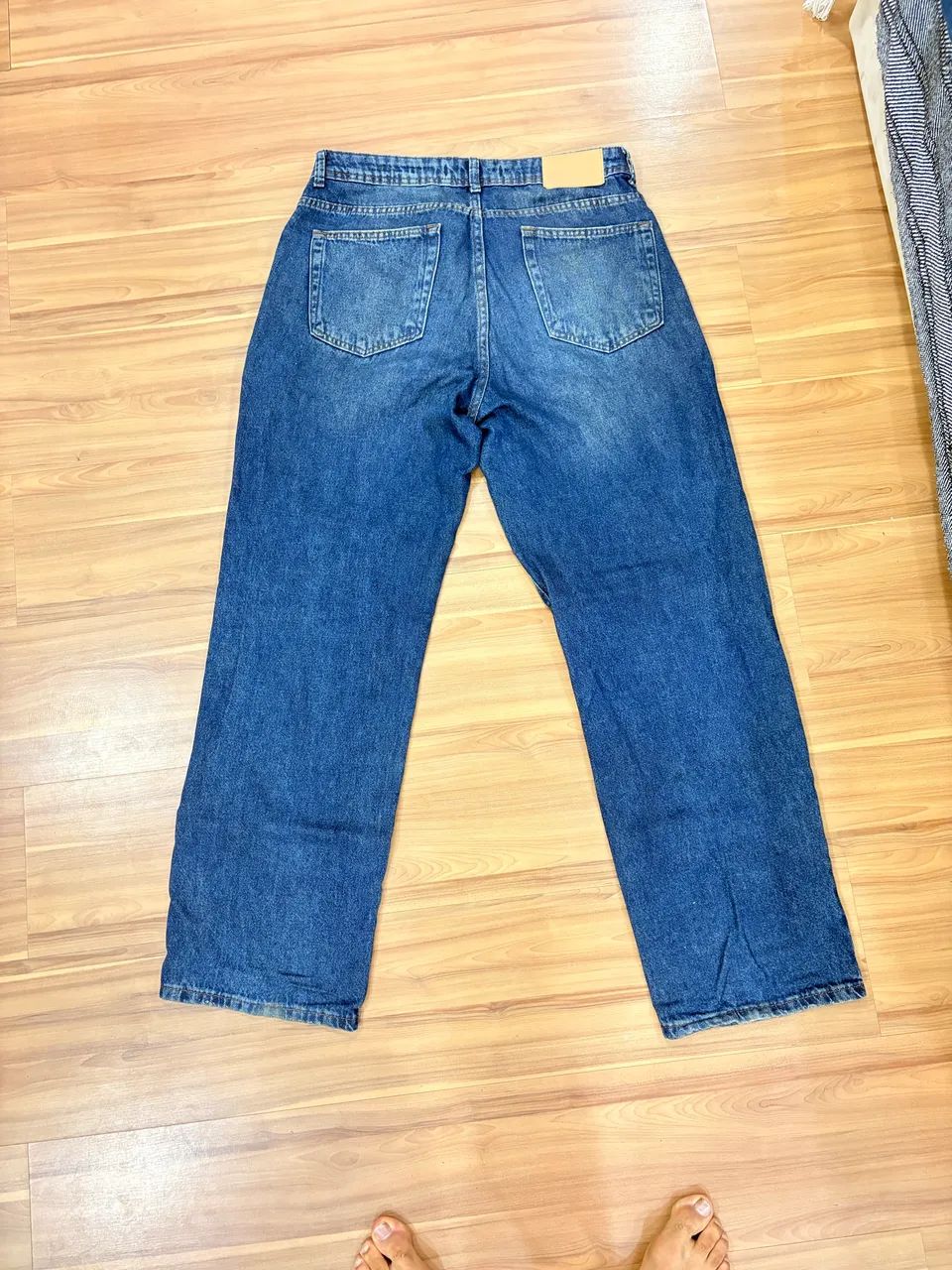 Calça Baggy Jeans Azul Escuro - Foto 2