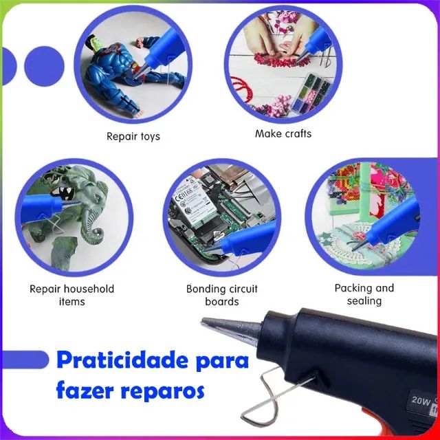 Pistola De Cola Quente Com Botão + Bastão  - Foto 5