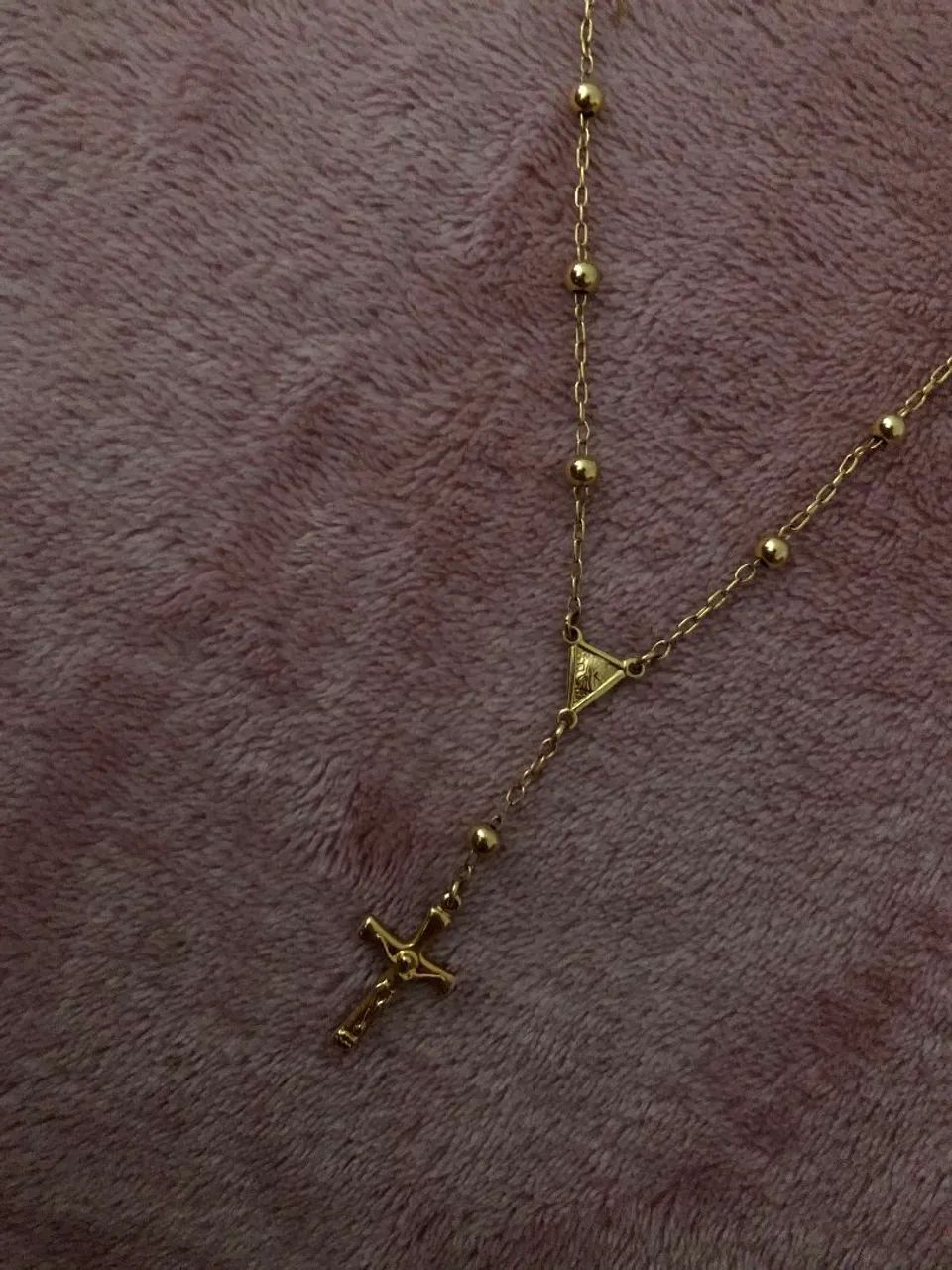 Gargantilha Terço Rommanel Folheada a Ouro 18k - Foto 3