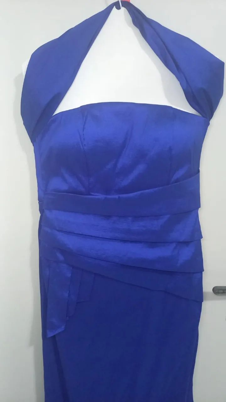 vestido longo azul de tafetá - Foto 4