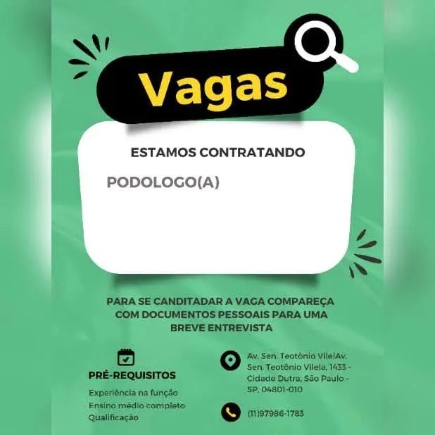 Estamos contratando Podologo