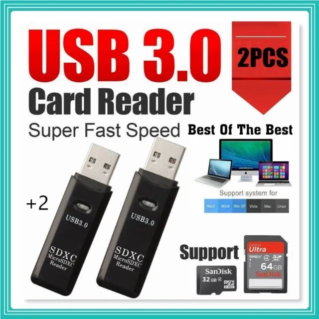 2X Leitor De Cartão Usb 3.0 Adaptador Micro Sd /sdxc Card 5gbps