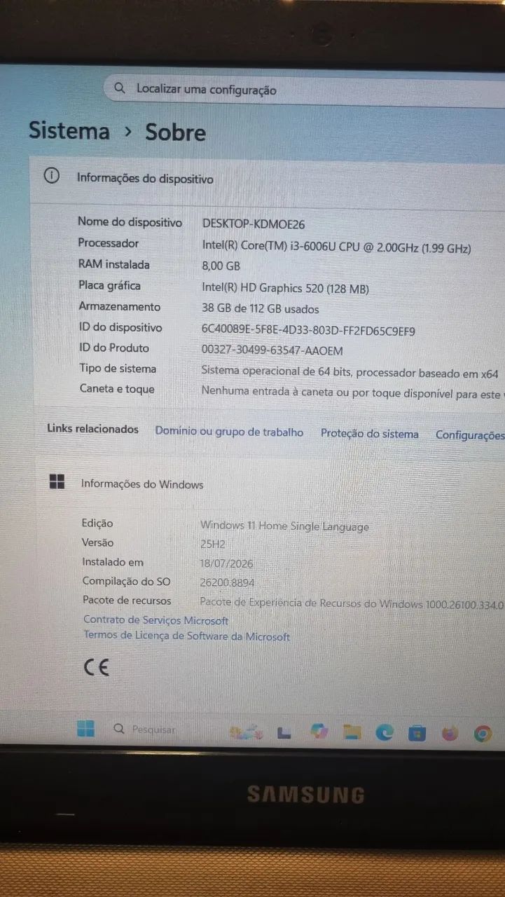 Notebook Samsung i3 de 6° Geração - Foto 2